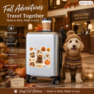 Cute Fall Labradoodle Autumn Season Vinyl Sticker