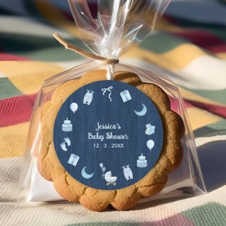Navy Blue Jean Baby Denim Baby Shower Thank You