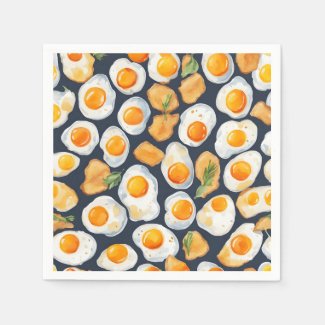 Fried Egg & Toast Seamless Pattern |Kitchen Art