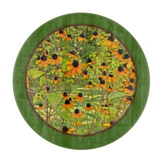 Yellow Coneflowers Glass Cutting Board
