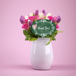 Thank You Floral Green Chalkboard Plant Pick
