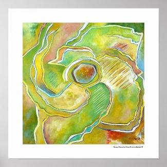 Bold Modern Floral Abstract Art Yellow Green