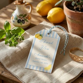 Minimal Italian Blue Stripe Lemons bridal Shower