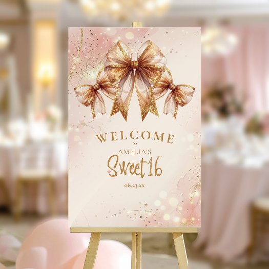 Glam Coquette Bows Sweet 16 Blush Welcome ID1289