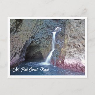 Cave & Waterfall Along NāPali Coast, Kauai