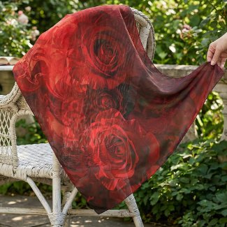 Elegant Crimson Roses Chiffon
