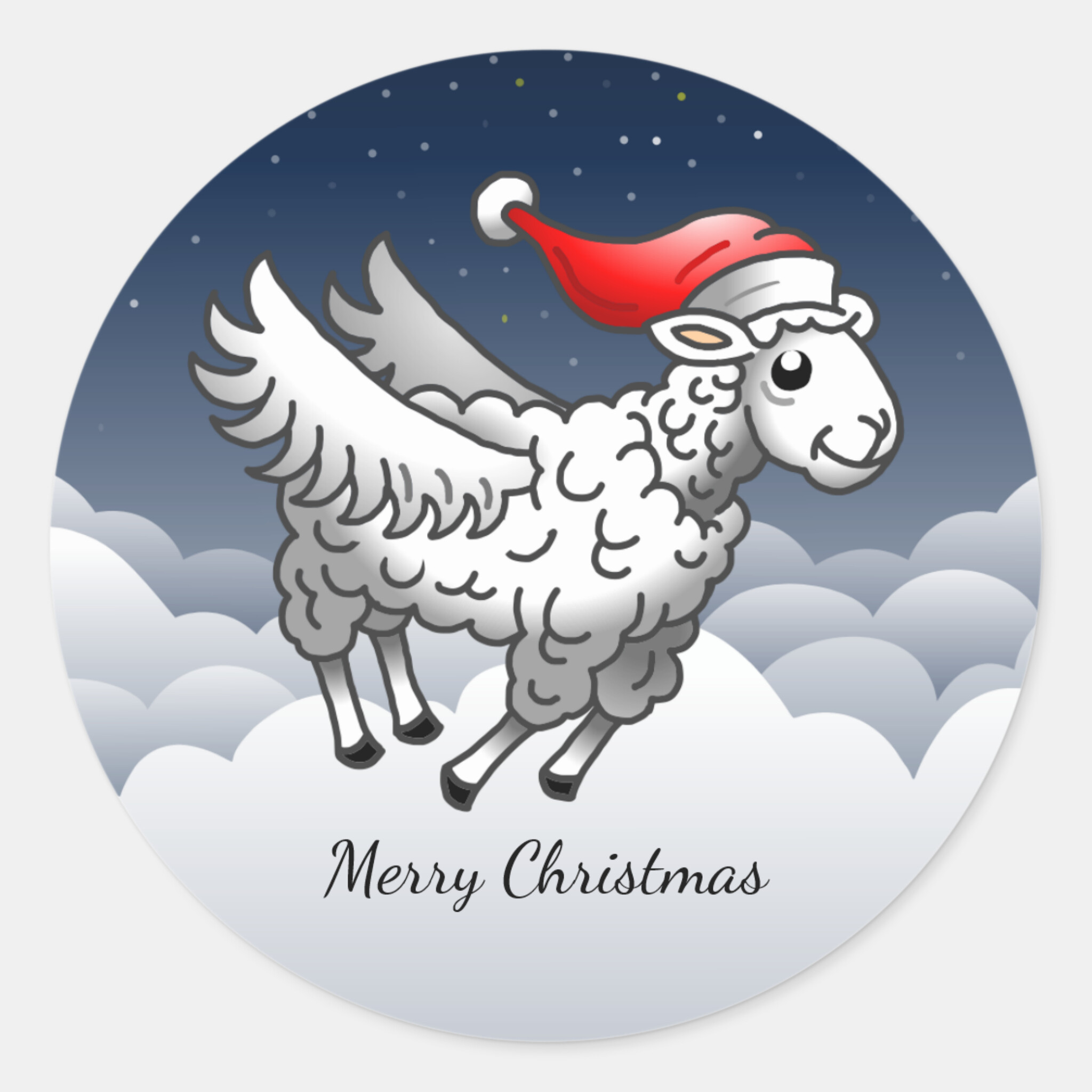 Zazzle Wonderful Christmas Lamb Classic Round Sticker (Front)(1).png