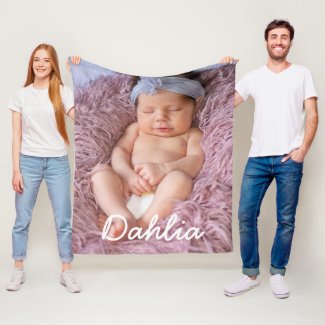 Cute Photo with Name Baby Fleece Photo Blanket