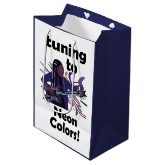 Guitarist Tuning To Neon Colors Birthday Party Medium Gift Bag
