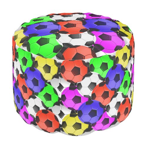 Multicolored American Soccer/ Football Round Pouf
