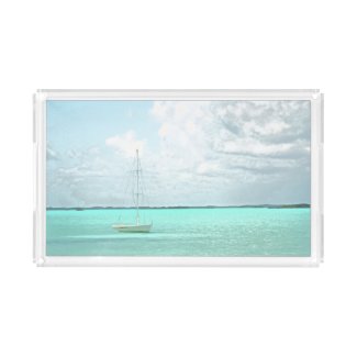 Acrylic Vanity Tray/SAILBOAT/AQUAMARINE WATER