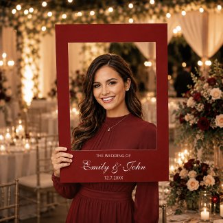Modern Burgundy and White Wedding Photo