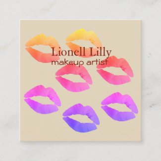 Trendy Pop Makeup Artist Square Business Card