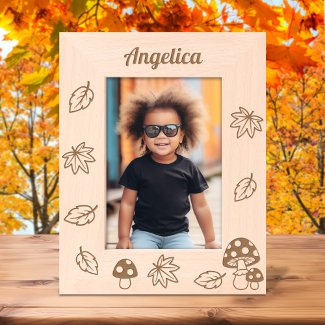 Fall Leaves Toadstool Mushrooms Custom Name 5x7