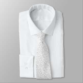 Elegant White Floral Neck Tie