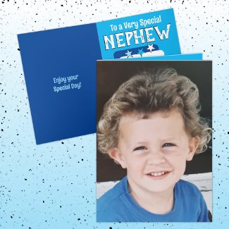 Special nephew blue white photo birthday