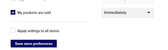 Notification setting for sale emails