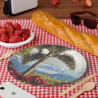 ALOHA/TROPICAL SCENERY PAPER PLATES
