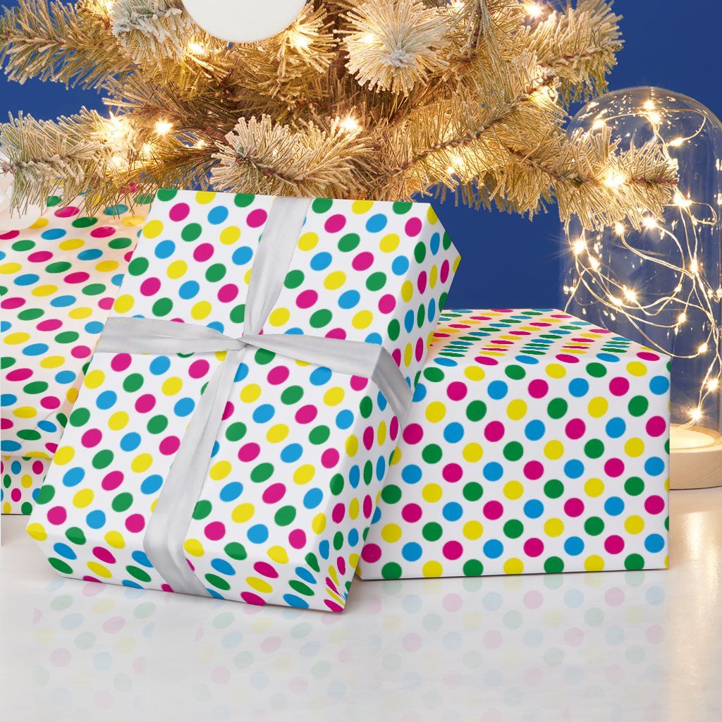 Colorful CMYK Polka Dots Wrapping Paper