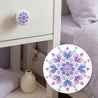 Lavender Mandala Drawer Pull Ceramic Knob