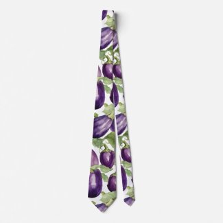Watercolor Eggplant Garden Botanical Pattern