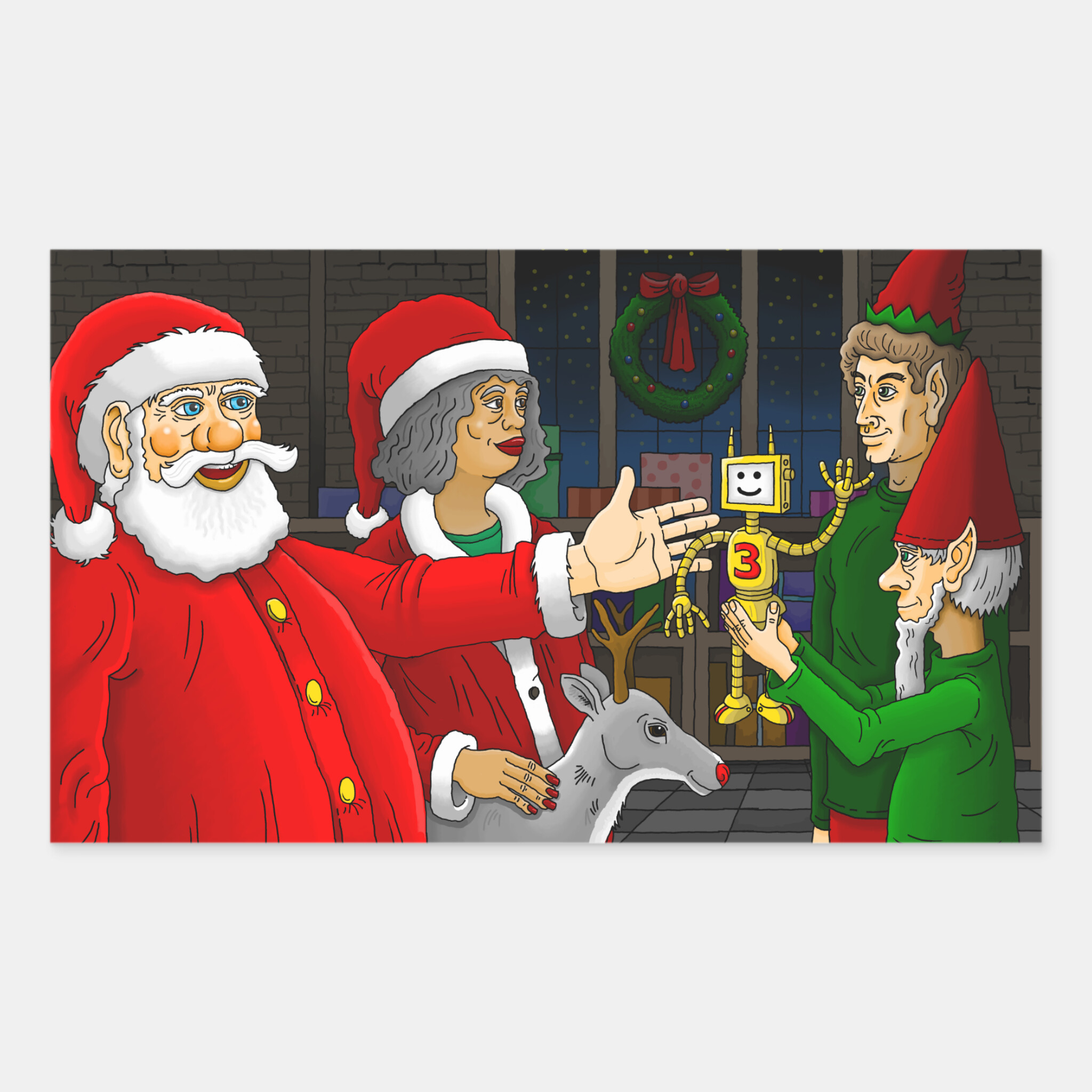 Zazzle Santa's workshop at the North Pole Rectangular Sticker (Front).png