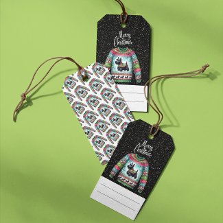 Black Scotty Dog Ugly Christmas Sweater