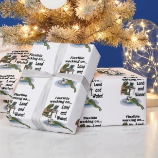 Frog Flexible Working Corporate Office Humor Party Wrapping Paper