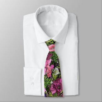 MENS'S FLORAL NECKTIE/ PETUNIAS
