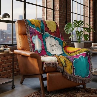 Pop Art Comic Panel Throw Blanket
