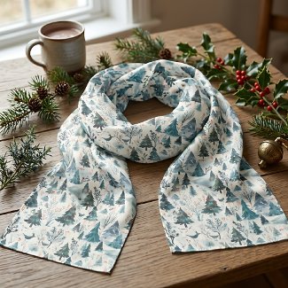 Winter Forest Watercolor Chiffon Scarf