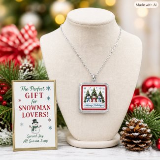 Winter Snowmen Christmas Jewelry Gift Necklace