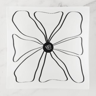 Personalized Abstract Modern Flower Black White