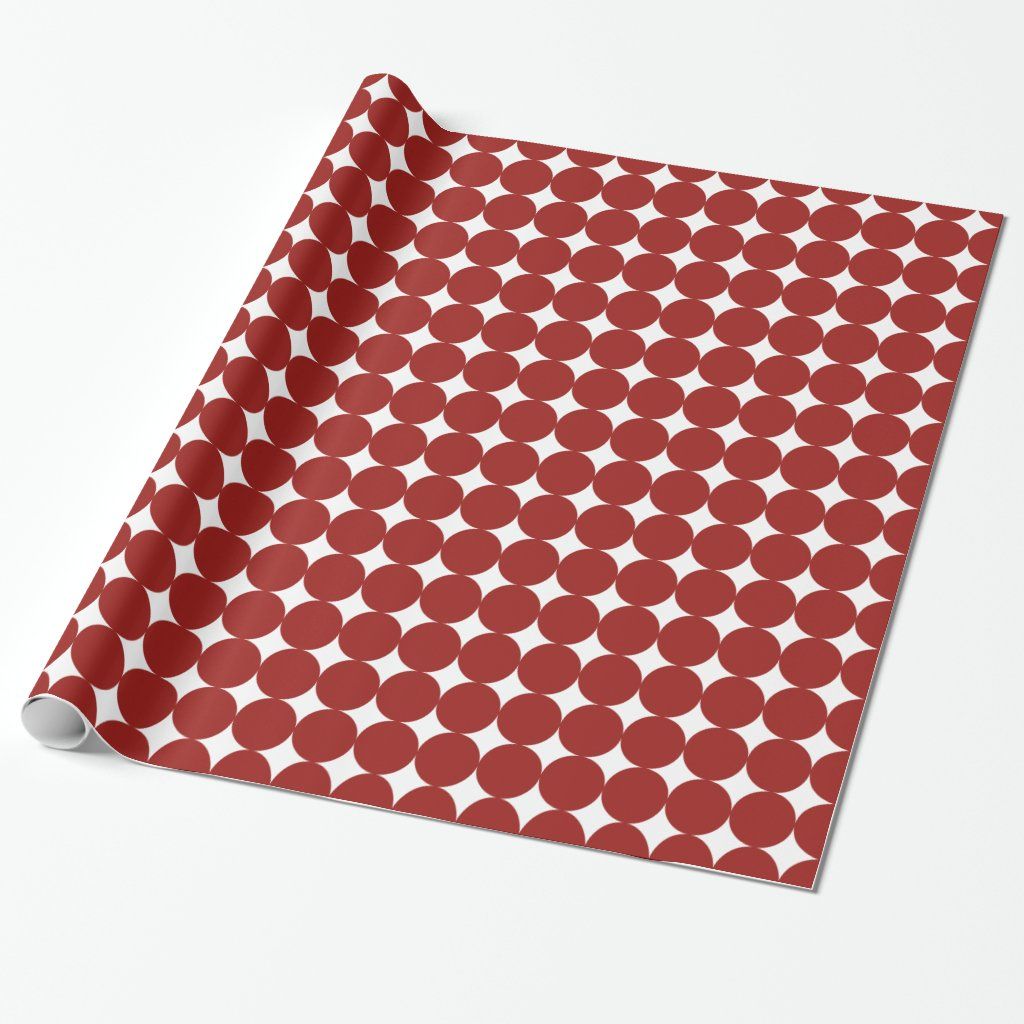 Red circles x White 4 point stars Christmas Wrapping Paper
