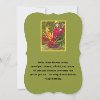 PERSONALIZED BIRTHDAY CARD/VIBRANT TROPICAL FLOWER