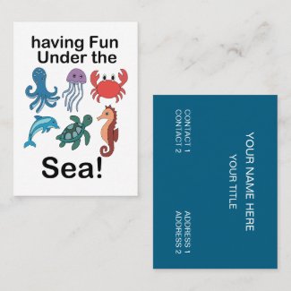Sea Creatures Having Fun Under The Sea Aquarium Business Card