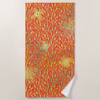 Sparkling Party Pattern with Fireworks in Red and